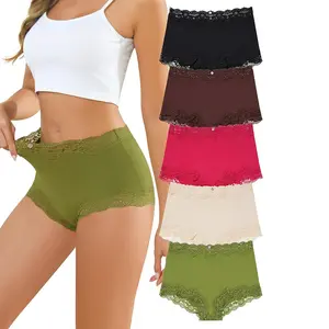 LEVAO Women’s Lace Boyshort Underwear – Full Coverage Boxer Briefs Panties, Soft Breathable 5 Pack (S-XL)