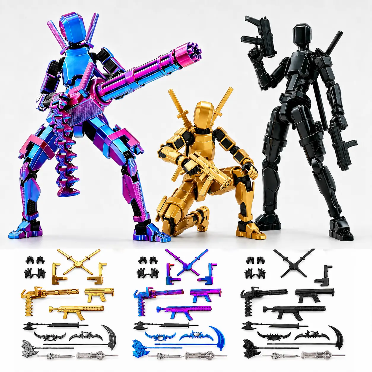 [ New Arrivals ] 1/2/3 Pack Titan 13 Pre-Assembled Action Figure Set with Interchangeable Hands and Expanded Accessories, ABS Articulated Robot Figure for Creative Posing and Display