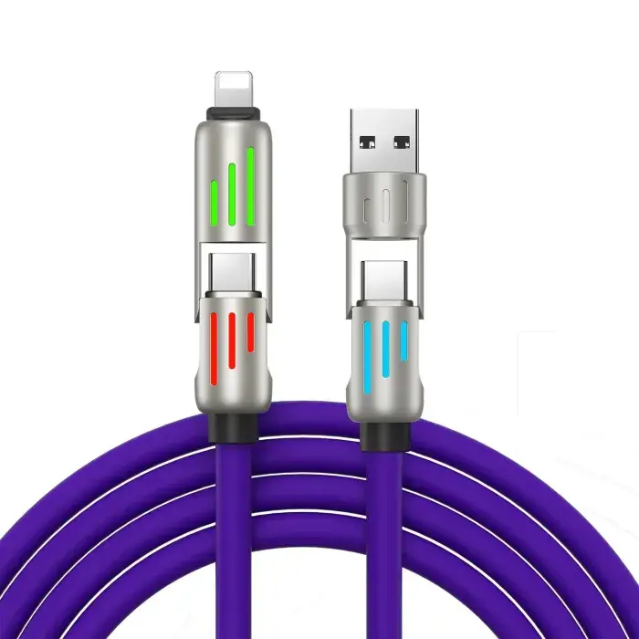 [Flash Deals] Coucur 240W 4-in-1 USB-C Cable, PD 5A Fast Charging, Data Sync, USB-A, Type-C, Lightning, Aluminum, Compatible with iPhone 16/15, iPad, Samsung, and Laptops