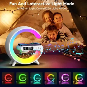 Multifunction RGB Light Bluetooth Speaker Alarm Clock - 15W Fast Wireless Charging Stand Pad for iPhone & Samsung Smartphones, Supporting Audio, Button, Cable, Card Operations