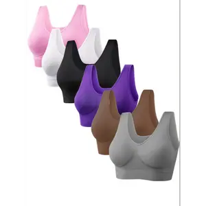 Seamless Wire-Free 6pcs Plus Size Sports Bras for Women - Racerback Straps for Running & Yoga - Backless Design summer outfits spring outfits