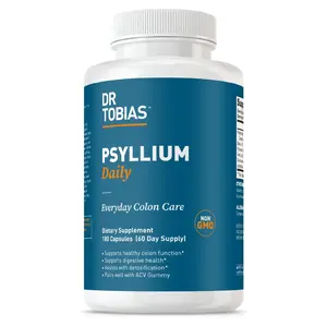 Dr. Tobias Psyllium Daily - 180 Capsules | Supports Healthy Bowel Movement, Psyllium Husk Capsules with Bentonite Clay, Flaxseed & Natural Ingredients, Fiber Supplement in Support of Colon Health