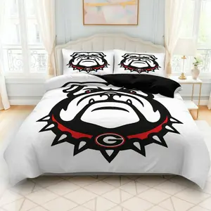 3PCS Duvet Cover Set, 1 Duvet+2 Pillowcases(Without filler), Bulldog Mascot Sports Team Spirit College theme, Festive bedding set, Comfortable Cozy Soft Suitable for decoration Bedroom Dorm Room Student Apartment, Bed Sets