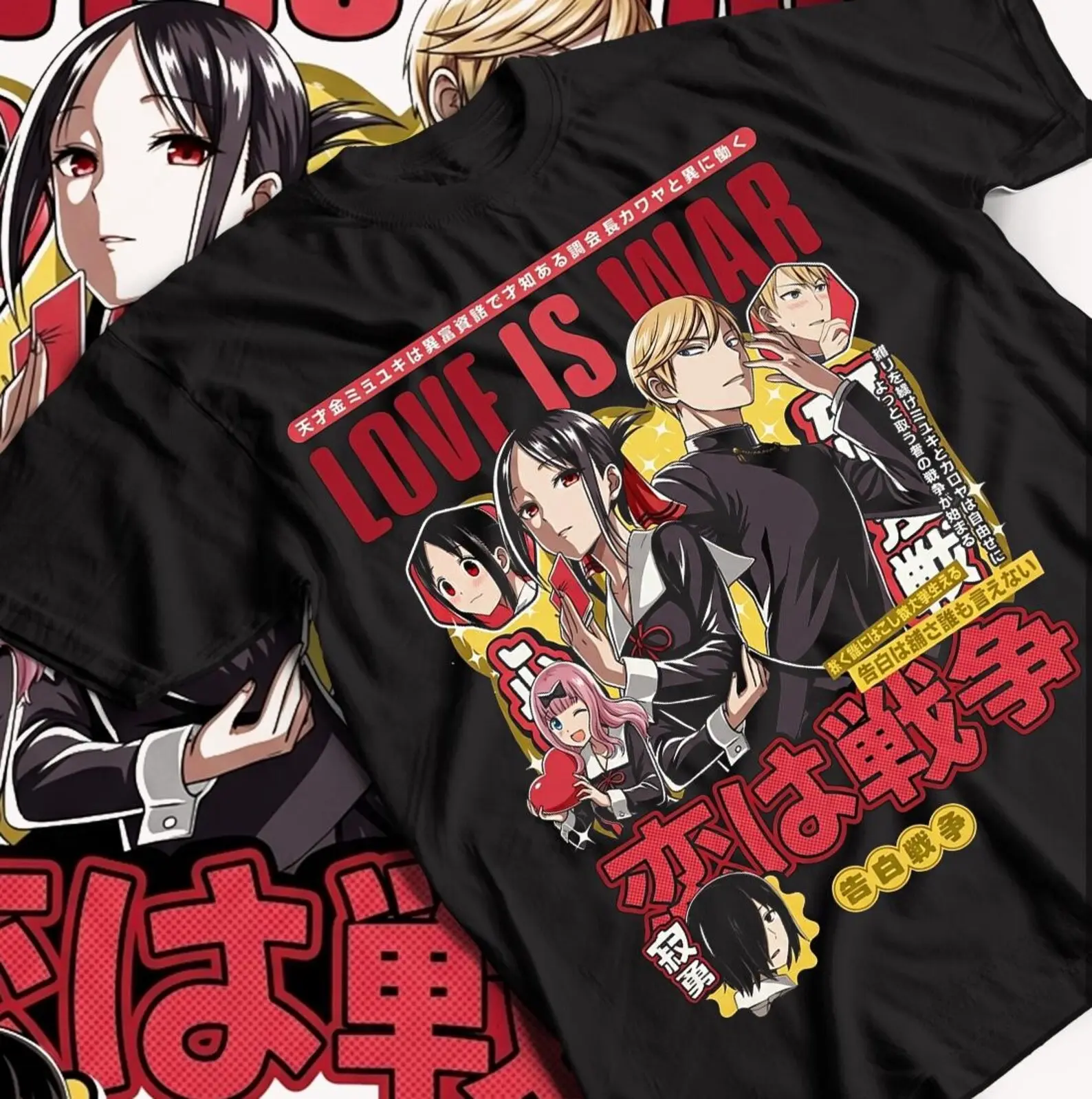 Kaguya-sama Love Is War Anime Graphic T-Shirt Shinomiya Kaguya Miyuki Shirogane Streetwear Tee Premium Combed Cotton Harajuku Casual Manga Cosplay Merch Gift