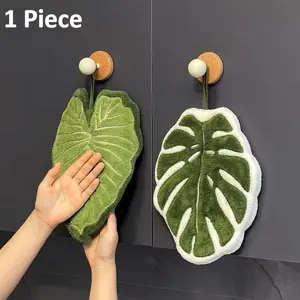 Creative Coral Fleece Leaf Hand Towel, Hanging Monstera Hand Towel, Thick Absorbent Cloth, High Absorption, Multi-Use for Bathroom, Kitchen, Restaurant, Decorative Towels, Water Absorbent Towel