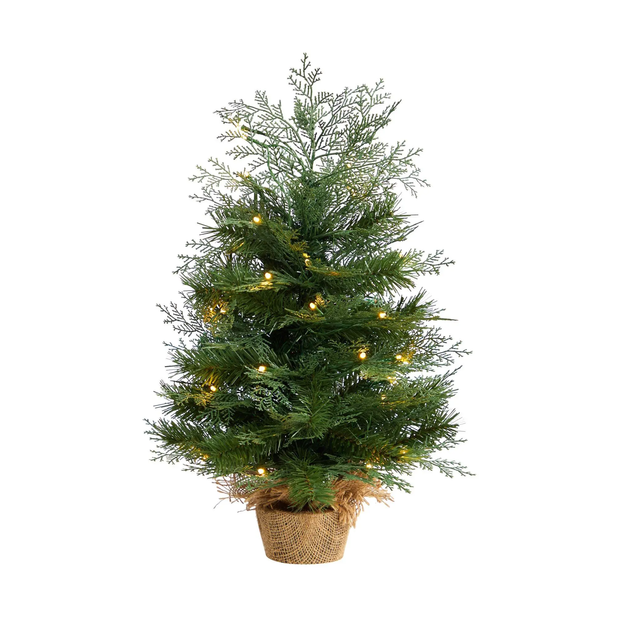 Nearly Natural 2' Christmas Tree in Burlap Base with 35 Lights