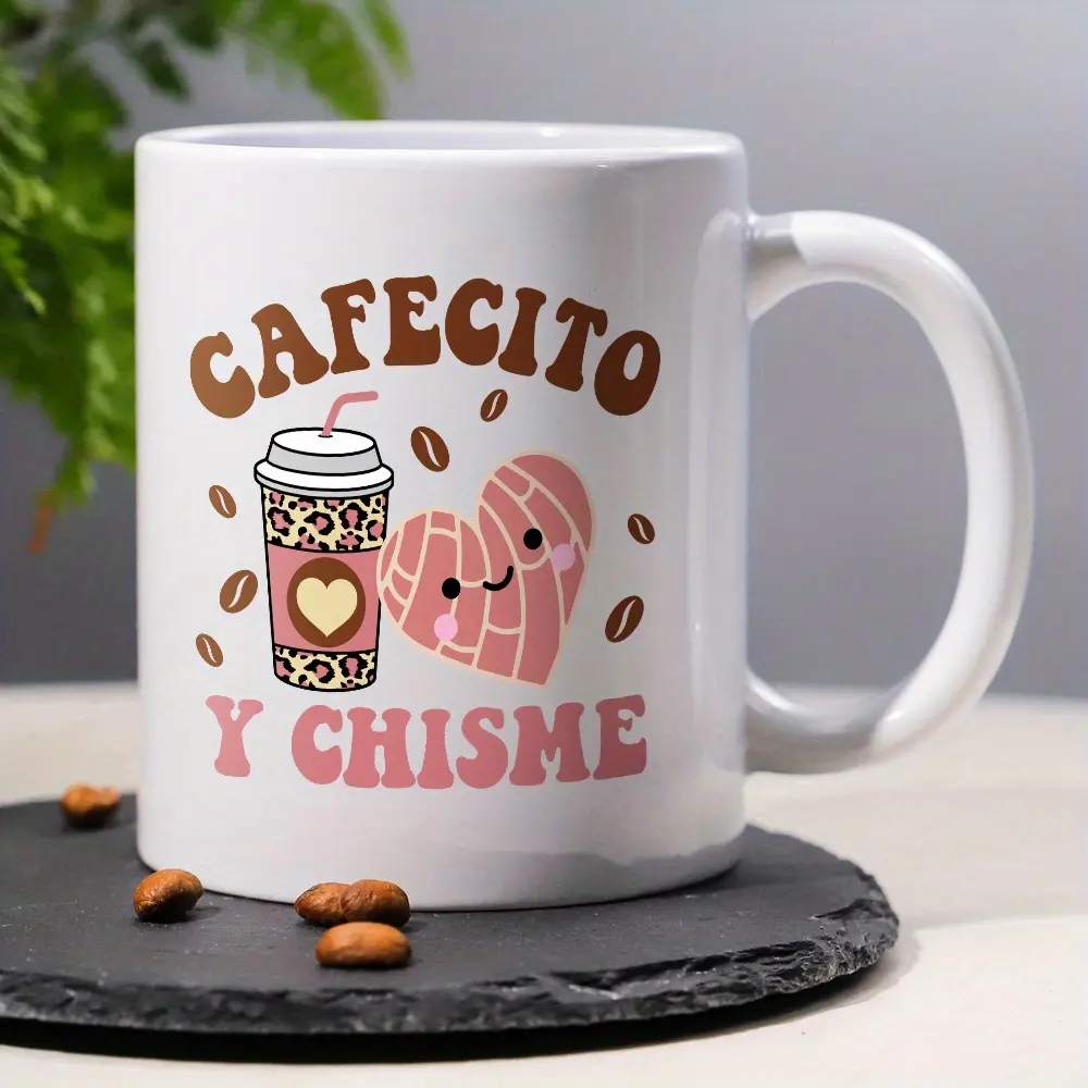 [Fun Cafecito Mug] 11oz Dishwasher Safe Cafecito and Chisme Mug | A Playful Gift for Friends Who Love Catching Up Over a Warm Drink! Funny Mug Ceramic