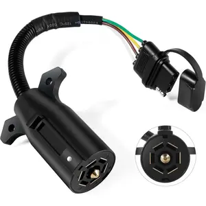 Premium 7 Pin to 4 Pin Trailer Adapter, Waterproof 7 Pin Round to 4 Pin Flat Trailer Plug Adapter, 11.6 Inch 7 Way Round to 4 Pin Trailer Wiring Connector Provides More Flexible Installation