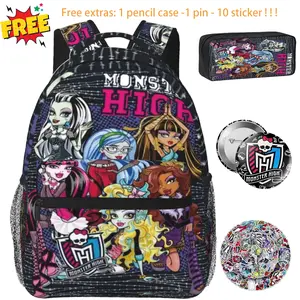 Trendy Monster High Large Capacity Backpack Lightweight Ergonomic College Bookbag, Multi Slot Laptop Shoulder Bag for Men Women High School Travel, Excellent Gift for Spooky Style Fans, Family & BFF