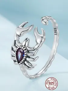 925 Sterling Silver Vintage Scorpion Cuff Ring, Adjustable Open Ring, Real Rings, Unique Rings, Fashion Jewelry Accessories for Women & Men