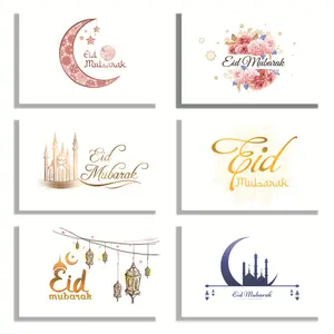 6count Eid Mubarak Invitation Cards with Envelope Ramadan Gift Decorations Greeting Card Islamic Muslim Eid Decor 2022