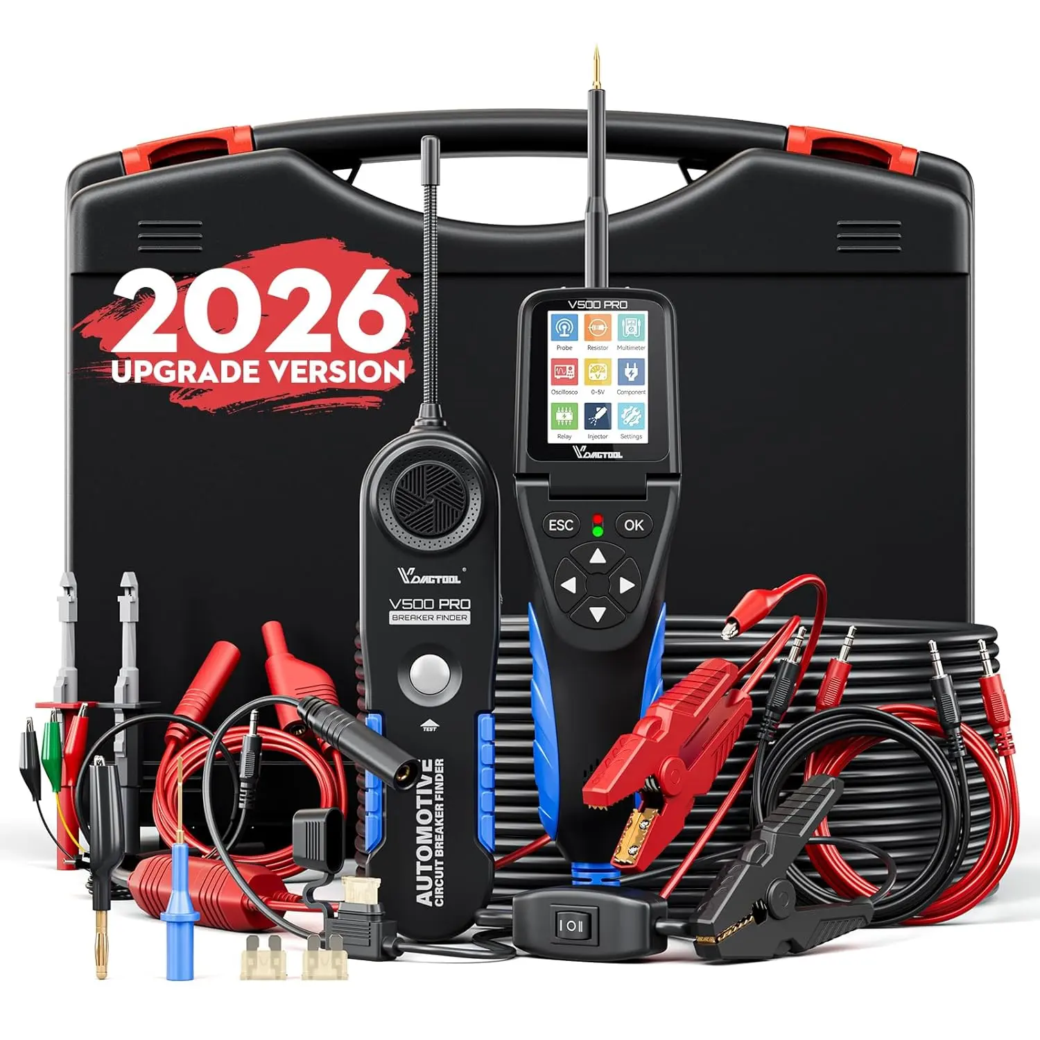 VDIAGTOOL V500 Pro 2026 Upgrade Automotive Tester - Automotive Battery Relay Tester, Car Voltage Check Tool, 9V-30V Circuit Probe, Breaker Finder, Multimeter, Oscilloscope, Open Short Finder, 20FT Cable, Father's Day Gift, Car Voltage Tester fathersdaygif