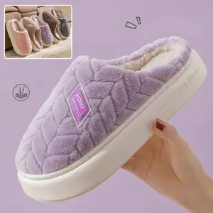 Women's Soft Fleece Clog Slippers - Unisex Warm Winter Footwear with Non-Slip PVC Sole for Indoor Comfort