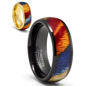 Tungsten Carbide Mens Ring Wedding Band Rosewood 8MM Comfort-Fit Multicolor Black