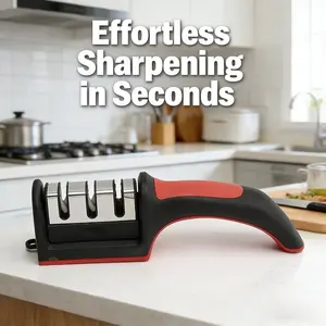 2026 New Home Quick Knife Sharpener, Triple Slot Multi-Functional Kitchen Tool, Non-Slip Handle Design, Easy Operation, Durable
