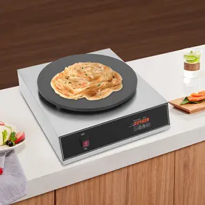 CNCEST Commercial Crepe Maker Machine 16" Electric 1650W Stainless Steel Pancake Maker with Digital Timer & Temp Control Non-Stick Surface for Crepes Pancakes Omelets Jianbing Crispy Chinese Crepe