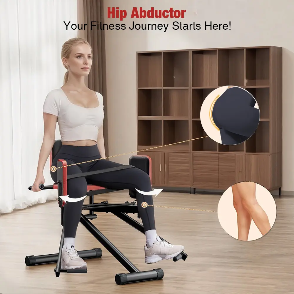 Women's 360° Rotating Hip Abductor Fitness Equipment - Adjustable Glutes Machine, Adjustable Resistance Glute & Thigh Toner, Stable Armrests, Anti-Slip Design, Compact Home Gym Booty Builder