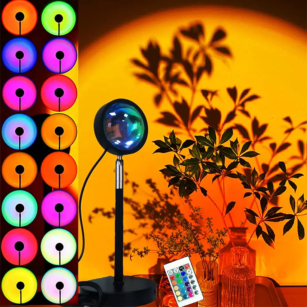 Sunset Lamp Projector, LED Rainbow Projection Light with Romantic Ambiance - Home Improvement Lights, Cute Room Stuff, Sensory Products, Romantic Accessories, Love Gifts for Party Photo Vlog Background
