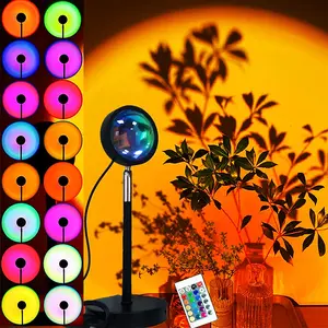 Sunset Lamp Projector Rainbow Projection Lamp Romantic LED Sunset Projection Light for Party Photo Vlog Background Bedroom