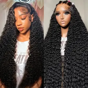 Redice Deep Curly Wave 13x6 HD Lace Front Wigs Human Hair Pre Plucked 200 Density Glueless Deep Curly Wave Wig Natural Color Deep Curly Wig for Women