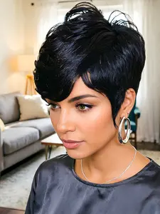 Pixie Cut Wigs For Women Human Hair Short Wig With Bangs Layered Pixie Cut Wig  Brazilian Human Hair Full Machine Made Wig
