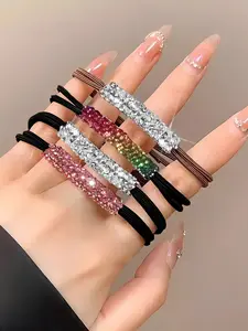 Solid colored rhinestone decorative headband, a four piece casual hair accessory, suitable for minimalist headwear with thick hair, suitable for daily wear, vacation and dating occasions, and also a surprising and exquisite small gift.