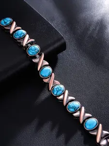 Women's Copper Bracelet, Magnetic Stone Bangle, Vintage Geometric Alloy Jewelry, Casual Fashion Gift, Includes Adjuster and Box, Adjustable Slider Bracelets