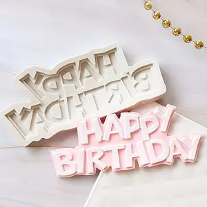 1pc Happy Birthday Silicone Molds - Birthday Alphabet Fondant Silicone Mold, Letters Silicone Fondant Cake Molds - For DIY Cake Decorating, Candy, Chocolate - Gift for Bakers & Cake Decorators - Pastry Decorating Tools, Cake Decoration Supplies
