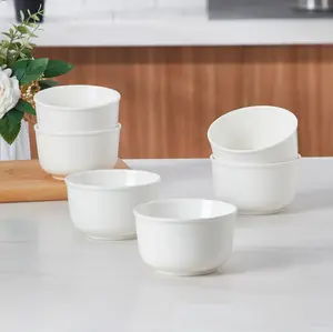 ONEMORE Porcelain 6pcs & 8pcs Classic Porcelain Soup Bowls - 8oz White Ceramic Tableware, Kitchen Accessories for Serving Cereal, Oatmeal, Ramen - Dishwasher & Microwave Safe, Ideal for Daily Meals, Family Dinners