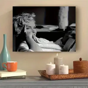 1 Piece Marilyn Monroe Black and White Iconic Pose Canvas Poster - Vintage Charm Wall Art, Vintage Prints, with Wrapped Wooden Frame, Marilyn Monroe Fan Gift, Suitable for Home, Office