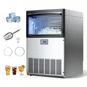 【Summervibes】VEVOR Commercial Ice Maker Machine, 200 lbs/24h with 50 lbs Storage Capacity, Built-in/Freestanding/Under Counter, Stainless Steel Ice Maker with LED Display & Self-Cleaning, for Home Bar Restaurant