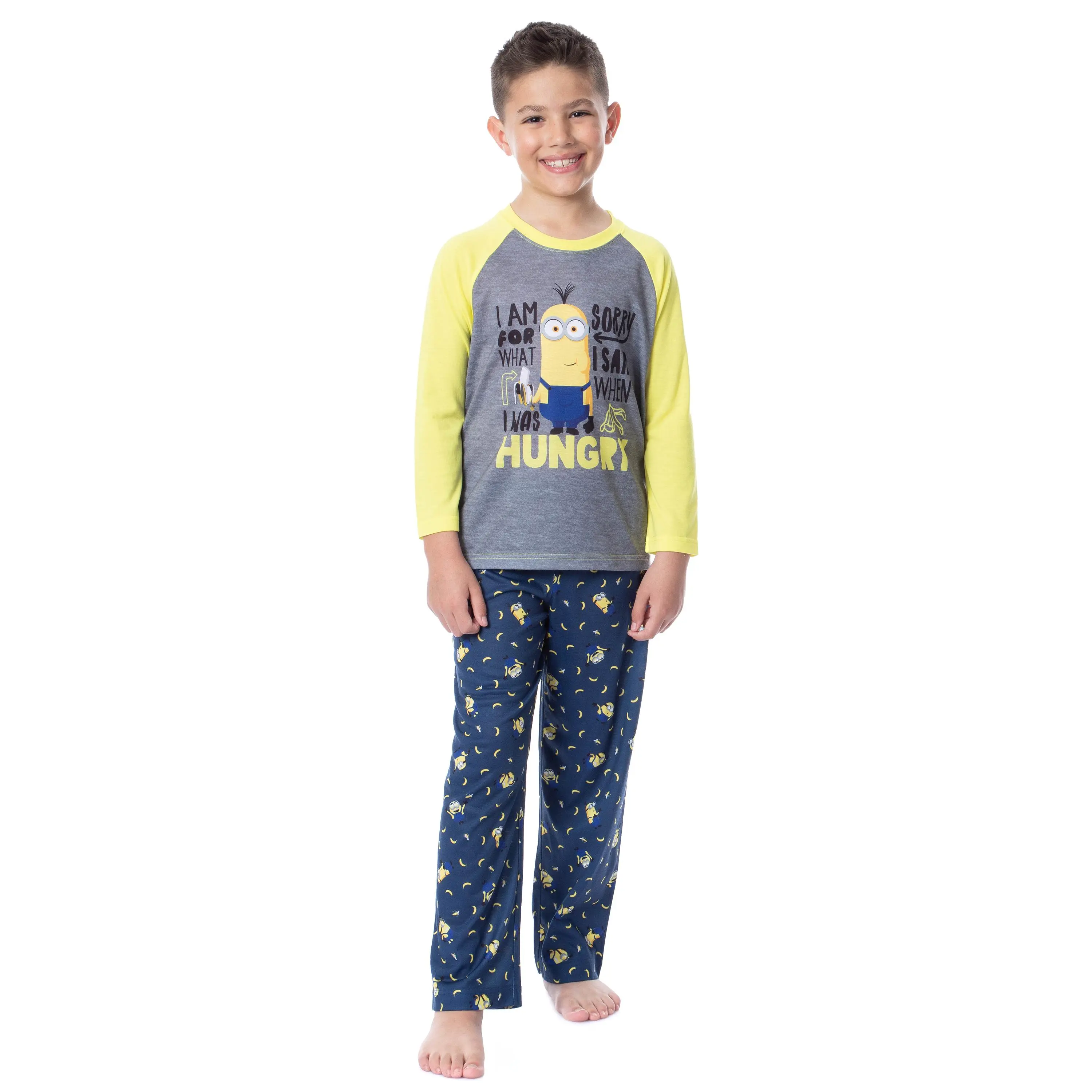 Despicable Me Boys' Minions Sorry I Was Hungry Raglan Sleep Pajama Set
