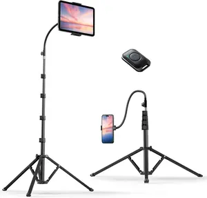 Weilisi 82" Tall Heavy Duty Phone Stand for Recording, Tablet Stand Holder with 15" Adjustable Gooseneck, Overhead Selfie Tripod for iPhone/iPad/Android for Recording/Live Streaming/Watching/Cooking/Lash Techs