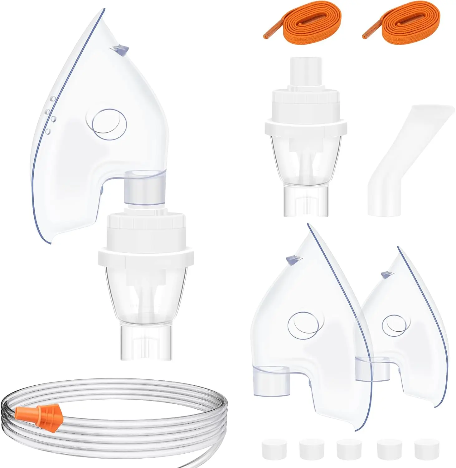 Universal Compressor Nebulizer Accessories Kit with 61" Air Tube, Adjustable Liquid Cup, Adult & Child Masks, Mouthpiece, Medical-Grade BPA-Free, Accessories Only