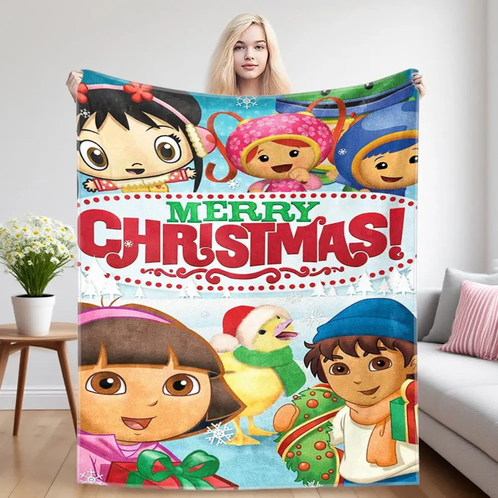 Dora's Glam Single Print Cotton Soft Flannel Blanket - Wrinkle Resistant, Breathable, Durable, Warm, Multi-Size, Machine Washable for Living Rooms, Office Use