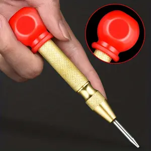2pcs Automatic Center Punch, Spring Center Punch, Adjustable Tension, Red Grip