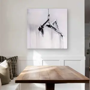 Begin Home Decor C1MP32327F0GUF 32 x 32 in. Dancer On Aerial Contortion Wall Art - White Metal Print