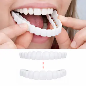 【3PC】 Instant Veneer Dentures - Temporary TeethRestoration Kit Cosmetic Braces Snap-On Smile TeethClamp Top and Bottom