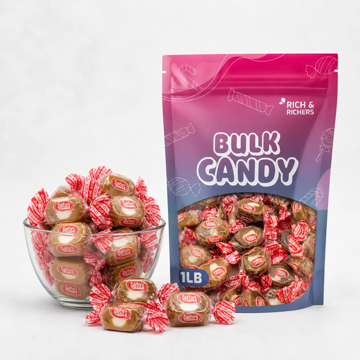 Goetze's Candy Vanilla Caramel Creams & Caramel Apple Creams - 1 Pound Bag - Fresh from the Factory - Real Cream Flavor - Perfect Snack or Treat - Made in the USA - American Craftsmanship - Nut-Free Facility