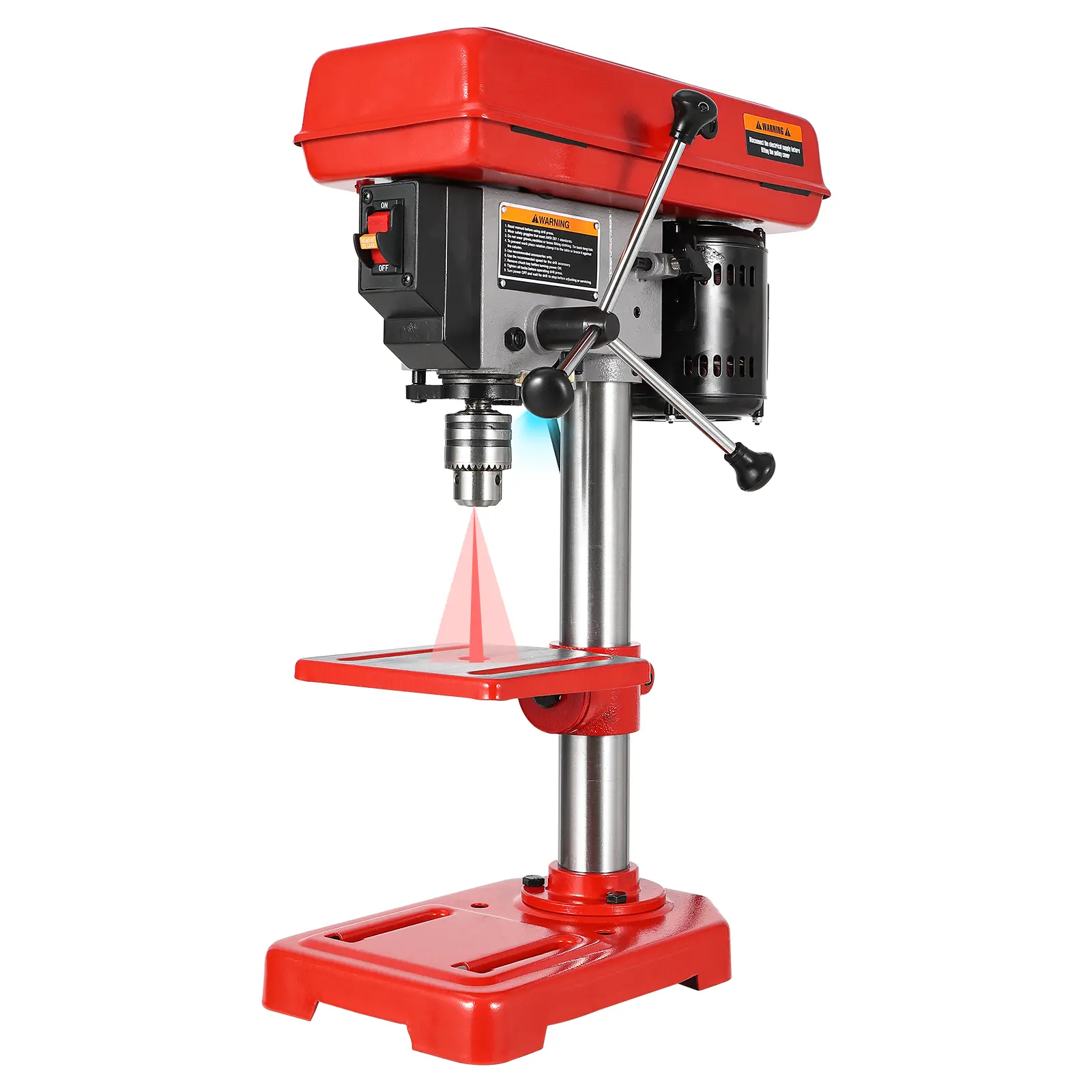 【GARVEE】8-inch desktop drilling machine, 5-speed cast iron desktop drilling machine with laser and LED work light, 2.5-ampere 110V multifunctional desktop drilling machine suitable for wood, plastic, metal