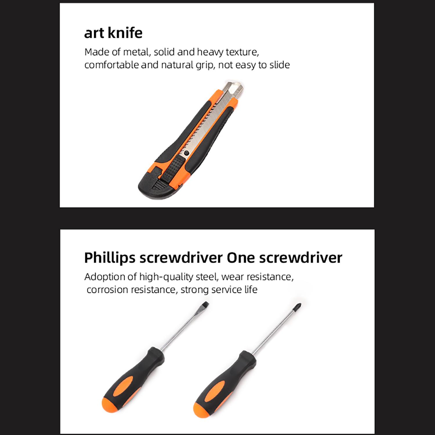 Portable Toolbox 23/20 Pieces Complete Home Repair Tool Set Includes Hammer Pliers and Screwdriver Durable Stainless Steel Easy to Store