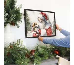 Sincere Surroundings 24" Santa Puppy Art Thin Frame