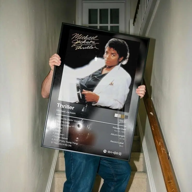 [Unframed Poster] Michael Jackson Thriller Album Poster - Free Worldwide Shipping - 80s Album Poster - Hip Hop Wall Art, Gift For Her, Gift For Him.