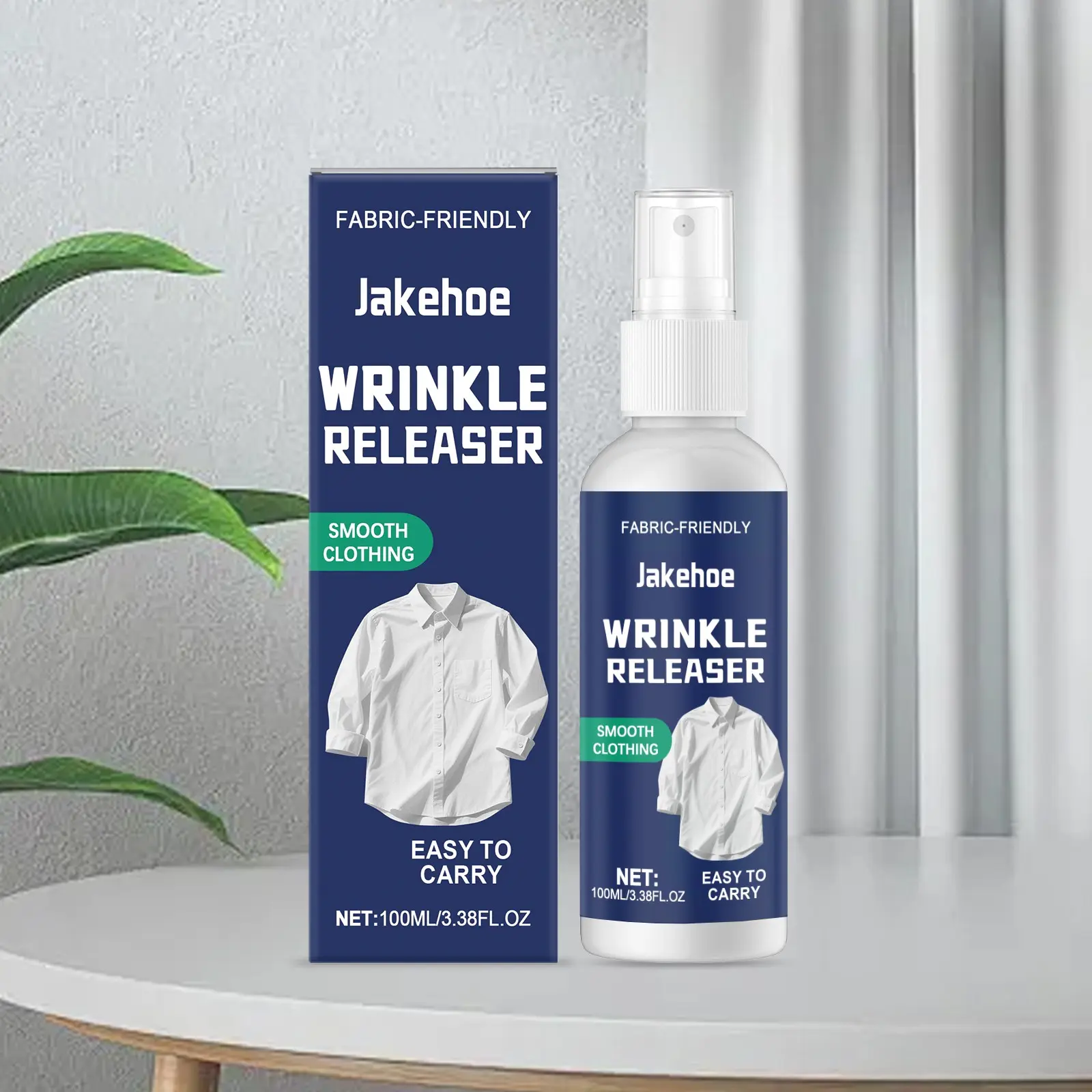 Jakehoe Iron-Free Fabric Wrinkle Spray, Quick Flatting Smooth for Multiple Fabrics, Essential for Business Trips and Travel