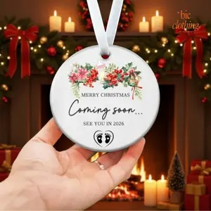 Pregnancy Announcement Ornament 2026 Christmas Ornaments, Expecting Baby Ornament Pregnancy Announcement Merry Christmas Coming Soon See You in 2026 Xmas Hanging Decor Best Gift for Expectant Moms or Grandparents 3 Inch Ceramic