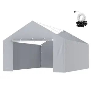 VEVOR Carport Replacement Canopy Cover Side Wall 13 x 20 ft, TikTokShopBlackFriday, Garage Tent Shelter Tarp Heavy-Duty Waterproof & UV Protected, Easy Installation with Ball Bungees,Grey (Top and Frame Not Included)