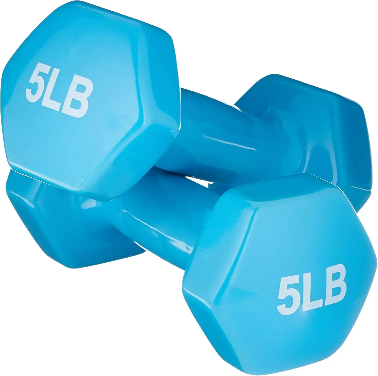 5 lb Hexagon Vinyl-Coated Dumbbell Set (2-Piece) with Non-Slip Grip - Strength Training Home Gym Equipment