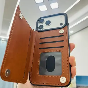 Luxury Slim Fit Wallet Magnetic Flip Leather Layer Protect Case For iPhone 12 13 14 15 16 17 Pro Max Plus 17Air phone case Cover