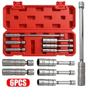 6PCS 3/8-Inch Drive Magnetic Swivel Spark Plug Socket Set, Thin Wall, Include 9/16-Inch, 5/8-Inch, 13/16-Inch, 14mm， Socket, Length: 4-Inch, 6-Inch, 8-Inch, CR-V