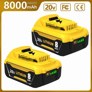 2Pack 8.0Ah Lithium Ion Replacement for Dewalt 20V Max Battery 8000mAh MAX DCB200 DCD/DCF/DCG/DCS High Capacity Long Lasting Portable Devices lithium-ion power tool